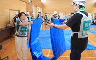 住民同士が連携して行った避難所の開設訓練