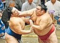 朝乃山、突き押し前へ３連勝