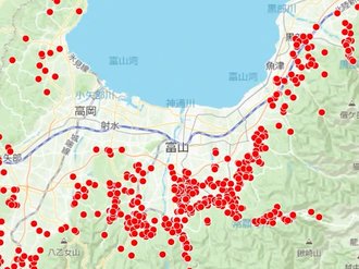 過去１０年で最多、富山県内のクマ出没地点を時系列で見える化