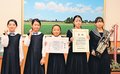 出町小合唱クラブ・庄西中吹奏楽部、全国大会での健闘誓う　砺波市役所で激励会