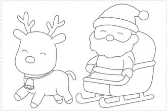 ＜新聞ちぎり絵に挑戦＞第１７回　サンタとトナカイ<br />名コンビ 楽しげに