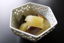 太キュウリとナスのショウガ煮