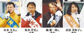 地元や市街地奔走　声張り上げ演説に熱、富山３区