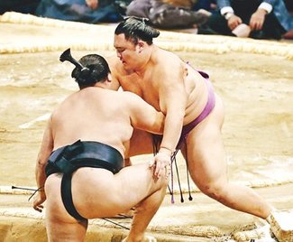 朝乃山 竜電を寄り切り１１勝目　九州場所１４日目