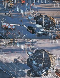 １２０万人が下水道利用自粛　埼玉の県道陥没で男性救助難航、二つの穴つながり拡大