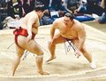 朝乃山６勝目、年間最多勝トップ　九州場所８日目