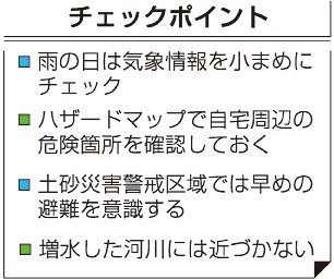 ＜始めよう備えるくらし＞１７<br />大雨に注意／気象情報 小まめに確認