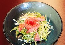 水菜とトマトのオニオンドレッシング