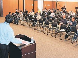 住民負担に懸念の声　液状化対策工事、射水・港町で説明会