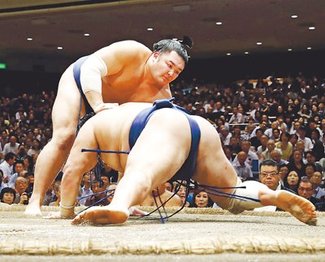 朝乃山会心の投げ、勝ち越し王手　秋場所１０日目