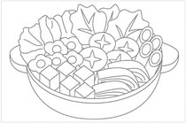 ＜新聞ちぎり絵に挑戦＞第１６回　鍋<br />具材たっぷりと